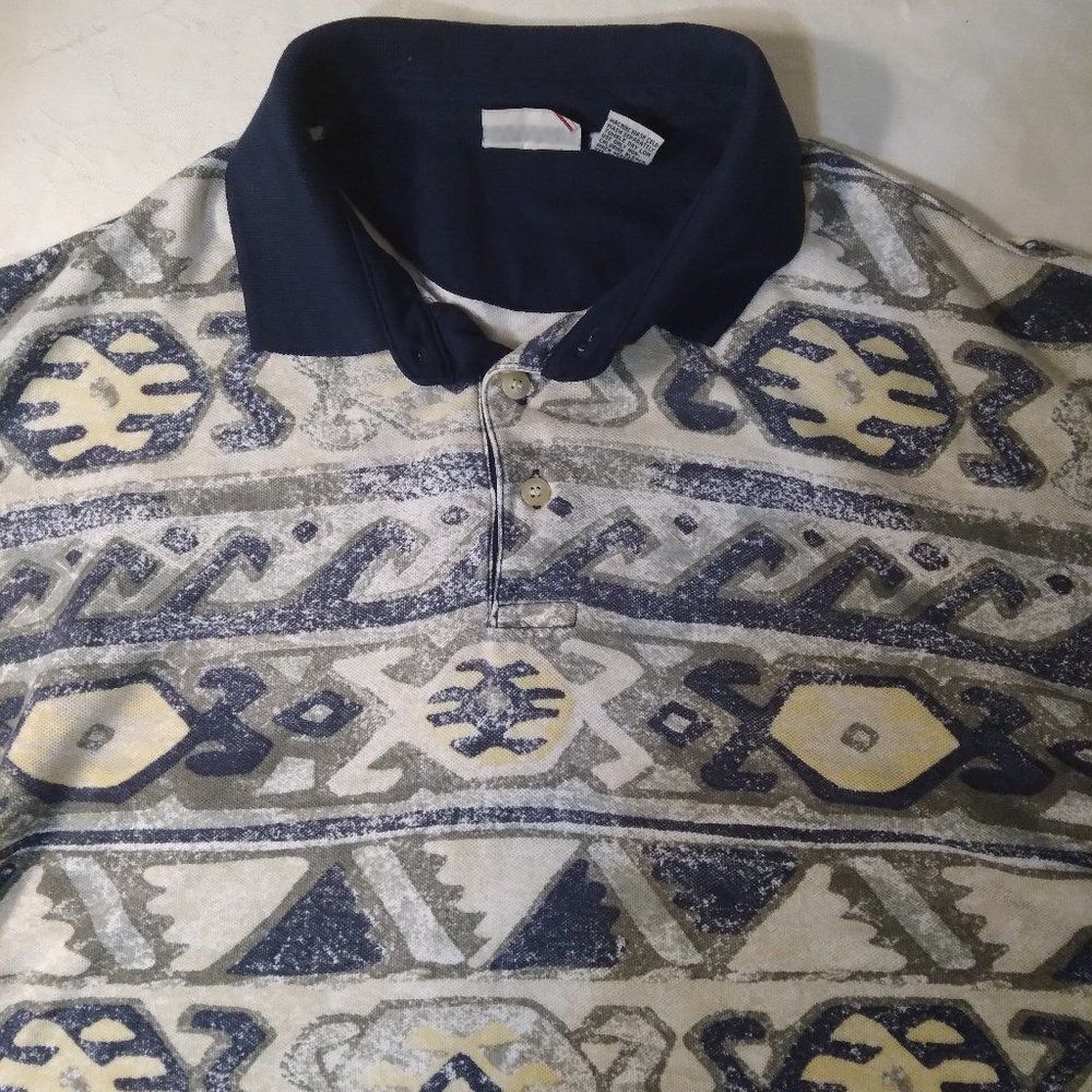 Vintage Bugle Boy Tribal Pattern Polo Shirt
